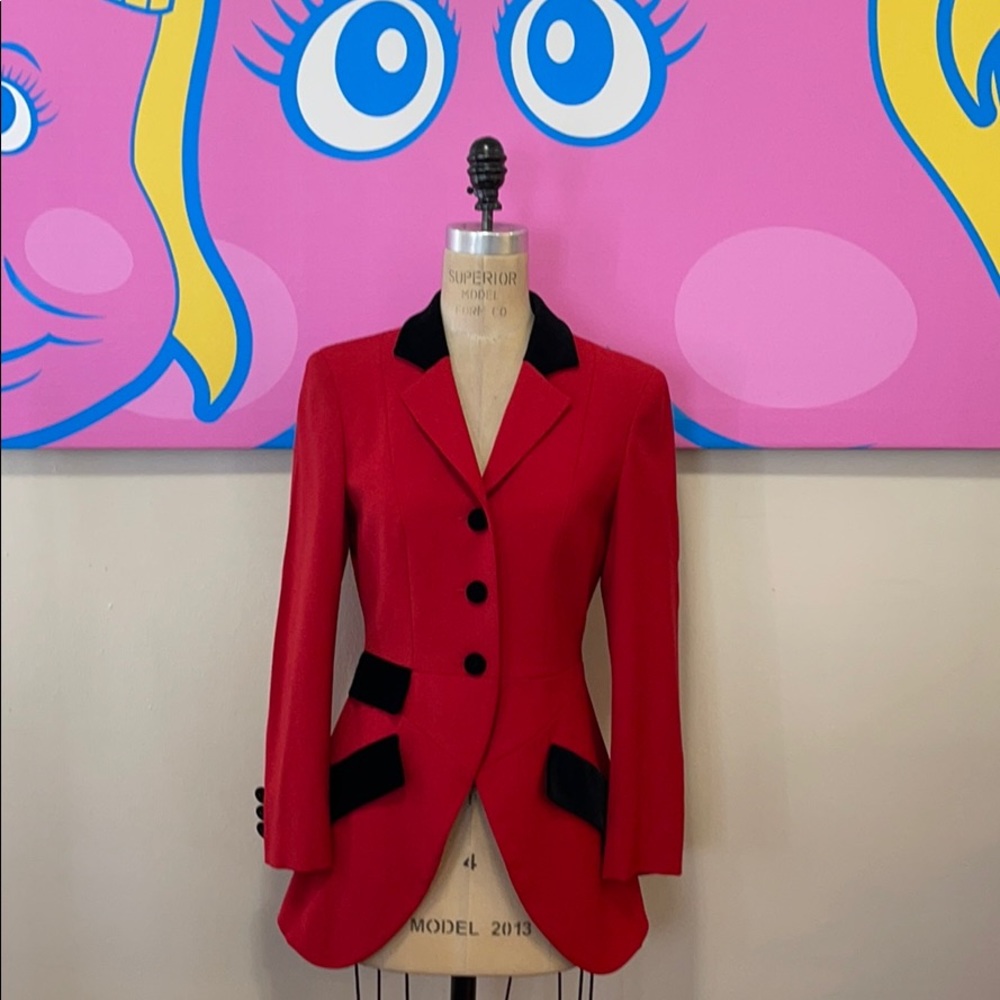 Moschino Cheap & Chic Red Equestrian Wool Jacket The Nanny